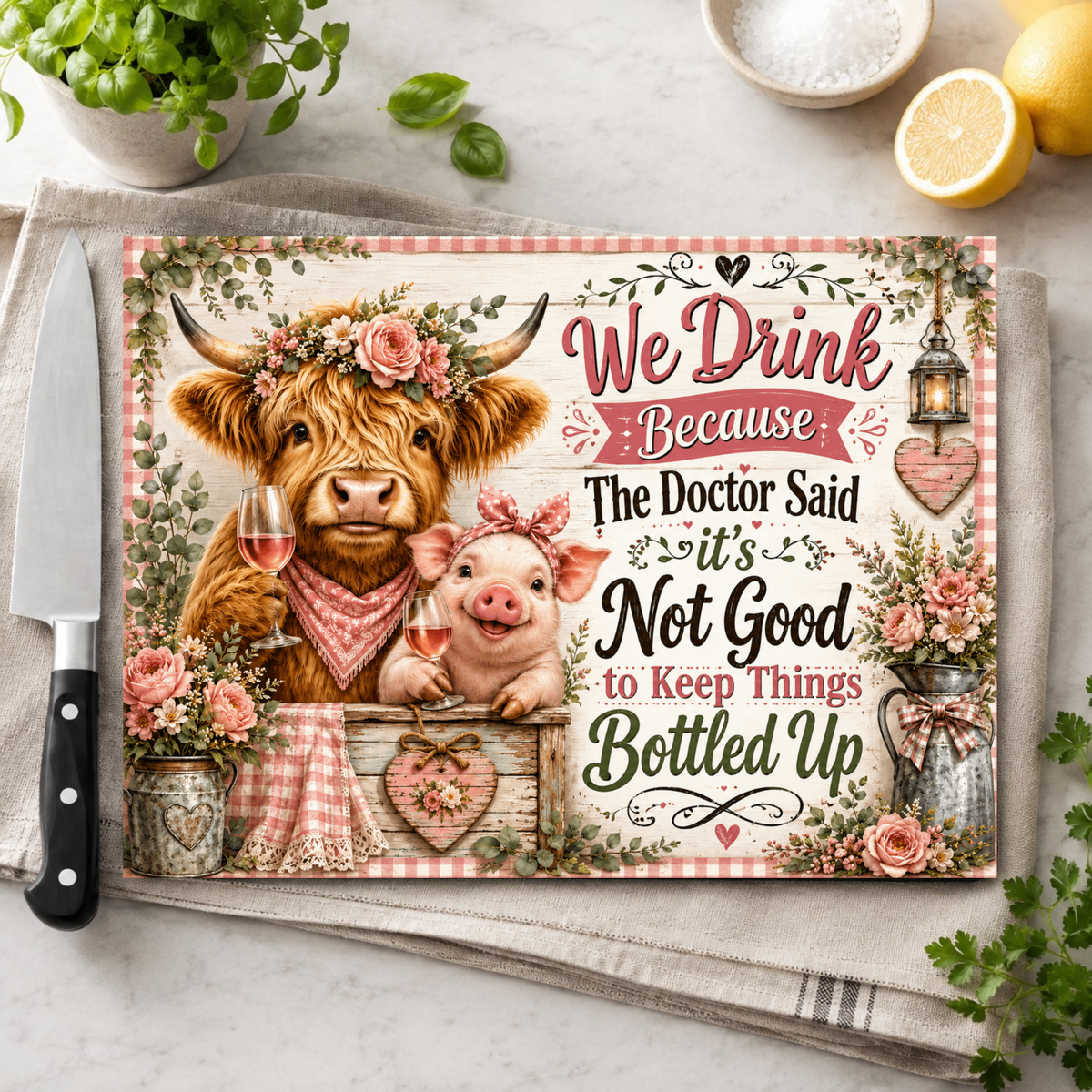 We Drink Because The Dr Said Cutting Board
