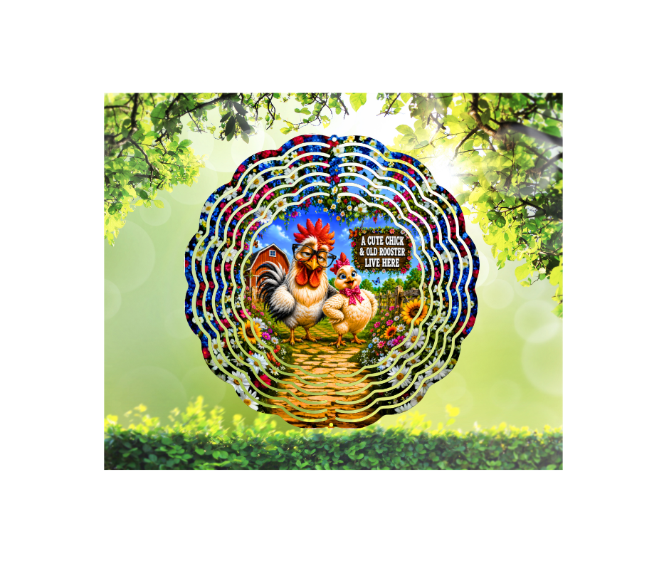 A Cute Chick And Rooster Windspinner